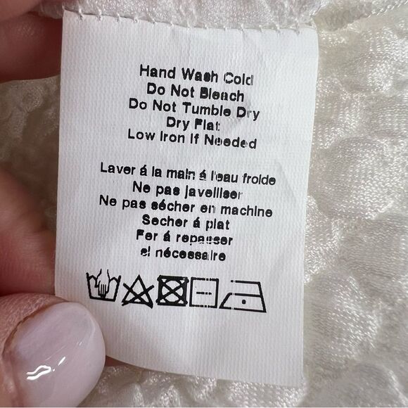 Lush Cropped Sweetheart Top Womens XL Ivory Cream Puffed Sleeve Textured Stretch - Picture 6 of 6